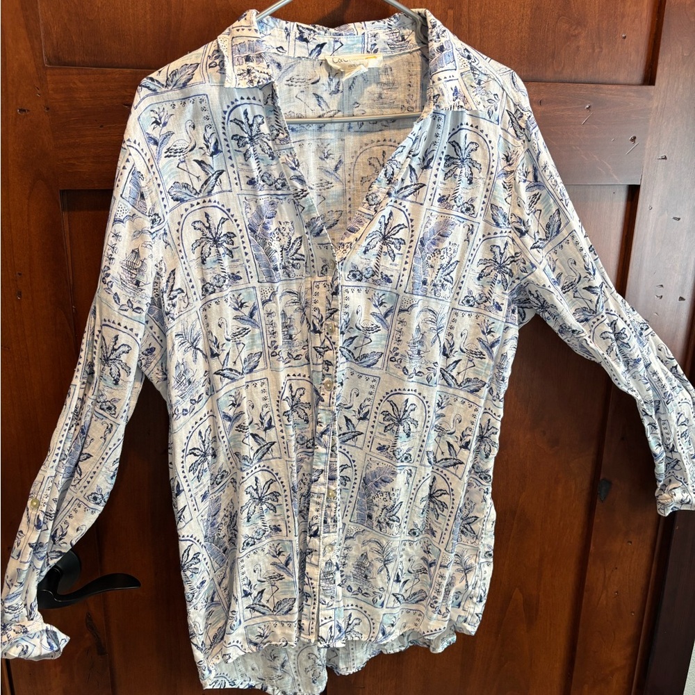 C&C California Blue and White Linen Shirt